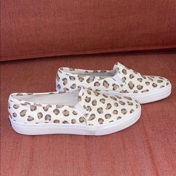 Keds White Leopard Print Slip-On Sneakers - Picture 2 of 4